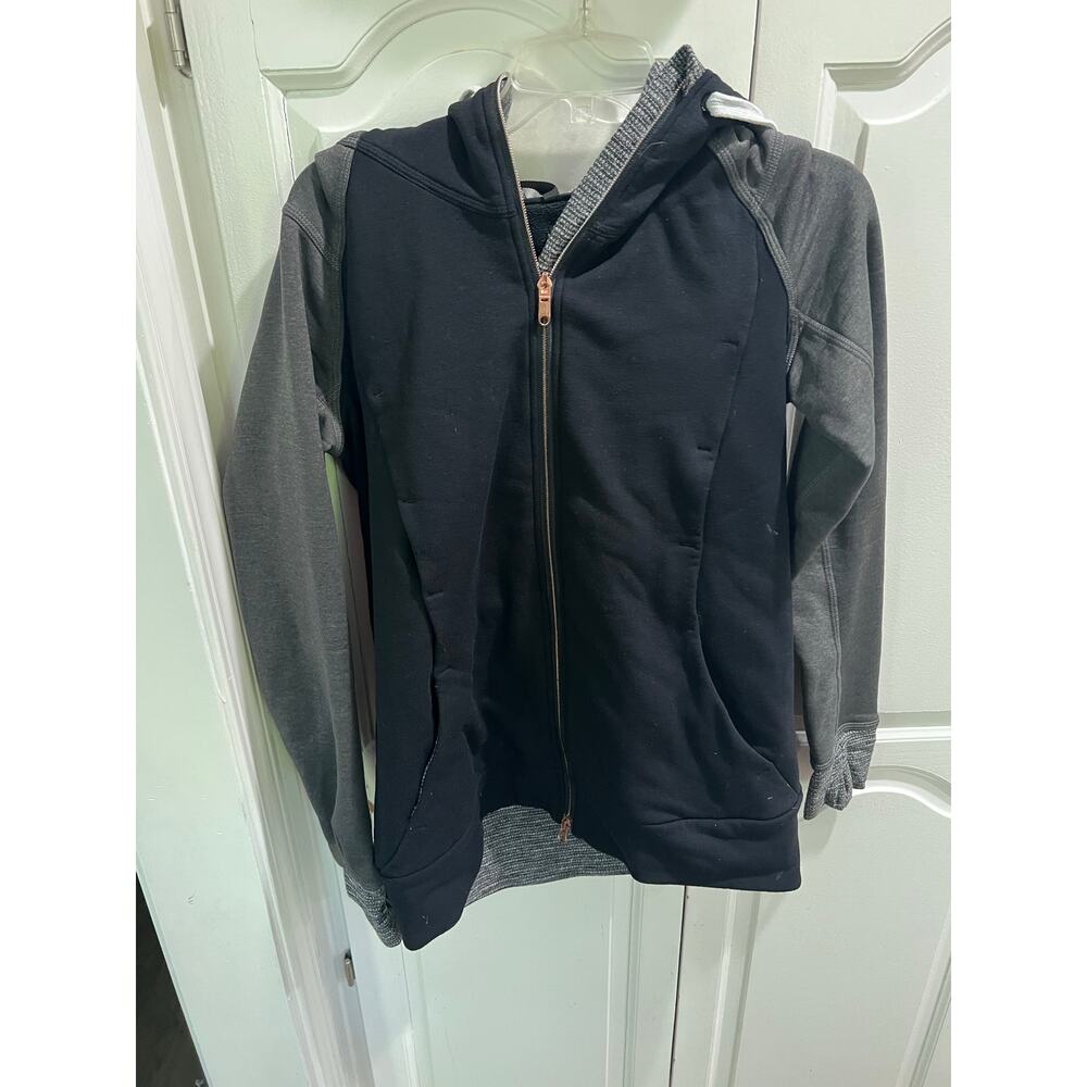 Lululemon Scuba Hoodie II Women’s Large Black Gray Rose Gold Zip Sweatshirt